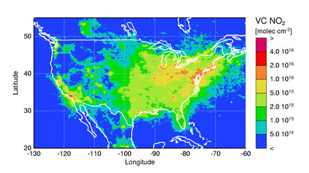 Nitrogen dioxide over the United States