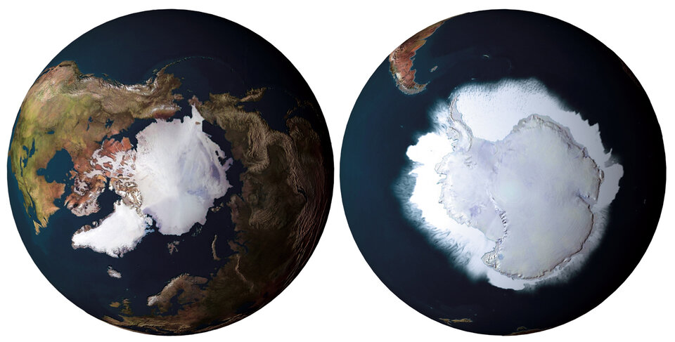 Die Pole der Erde sind mit Eis bedeckt