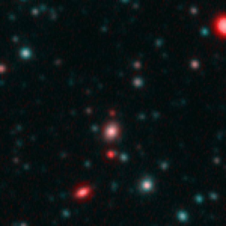 Spitzer's Infrared Array Camera (IRAC) detects the galaxy at longer infrared wavelengths