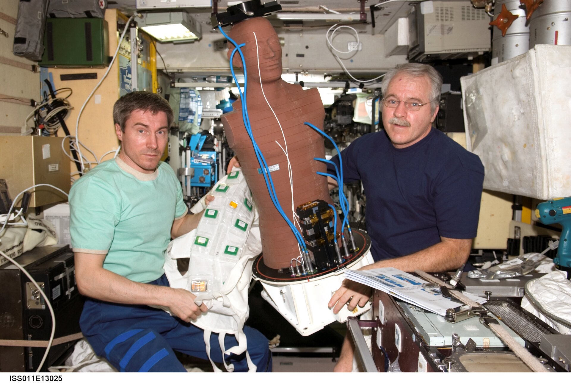 "Expedition 11"-Besatzung mit Matroschka in der ISS