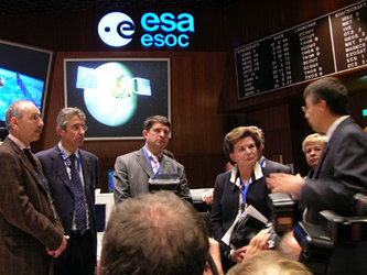 Valentina Tereshkova visits ESOC's Main Control Room