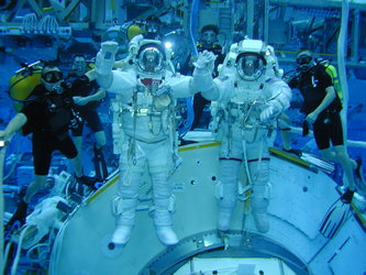ESA astronaut André Kuipers and Frank de Winne during EVA training