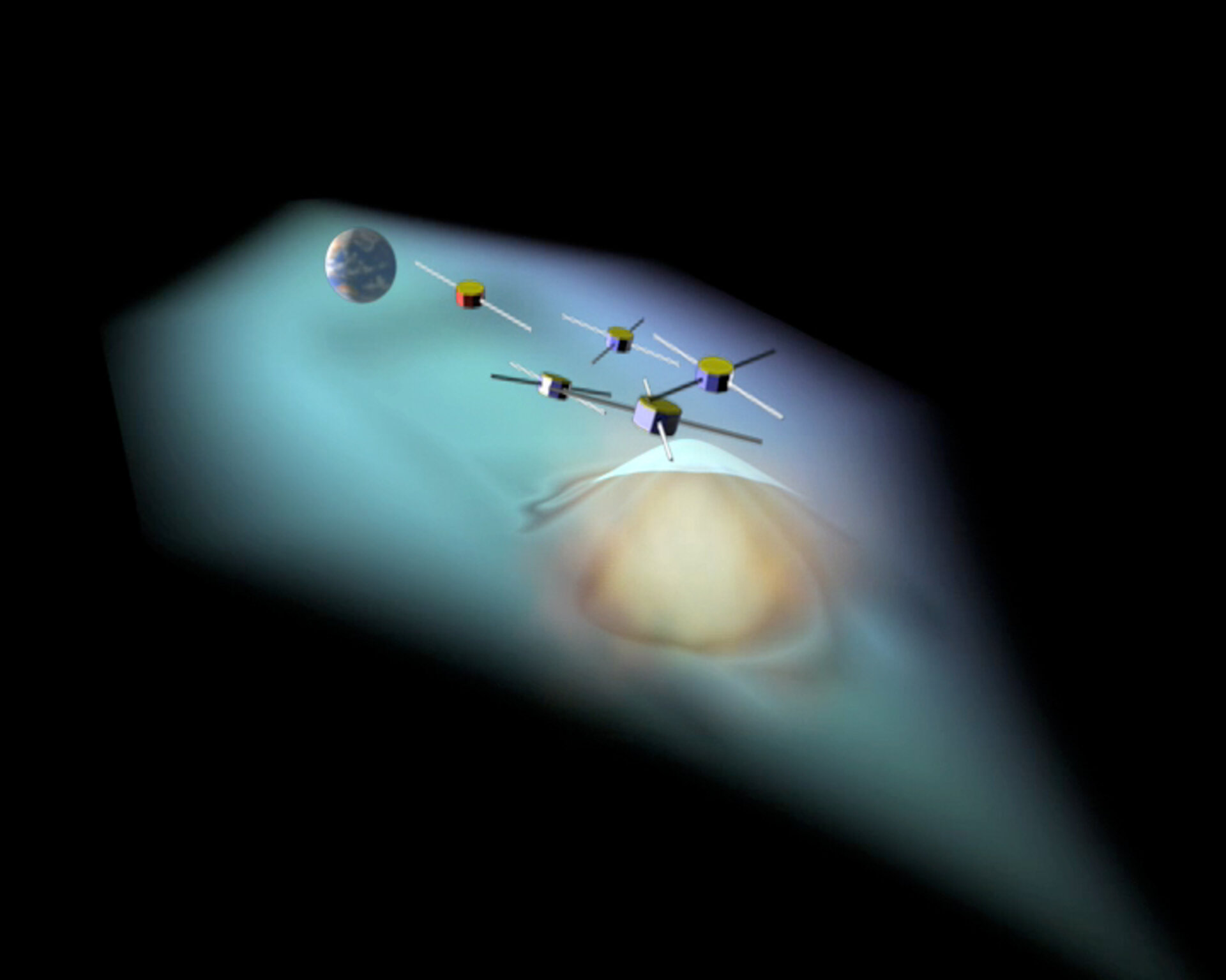 Artist's impression of the electrical and magnetic energy  event  of August 2004