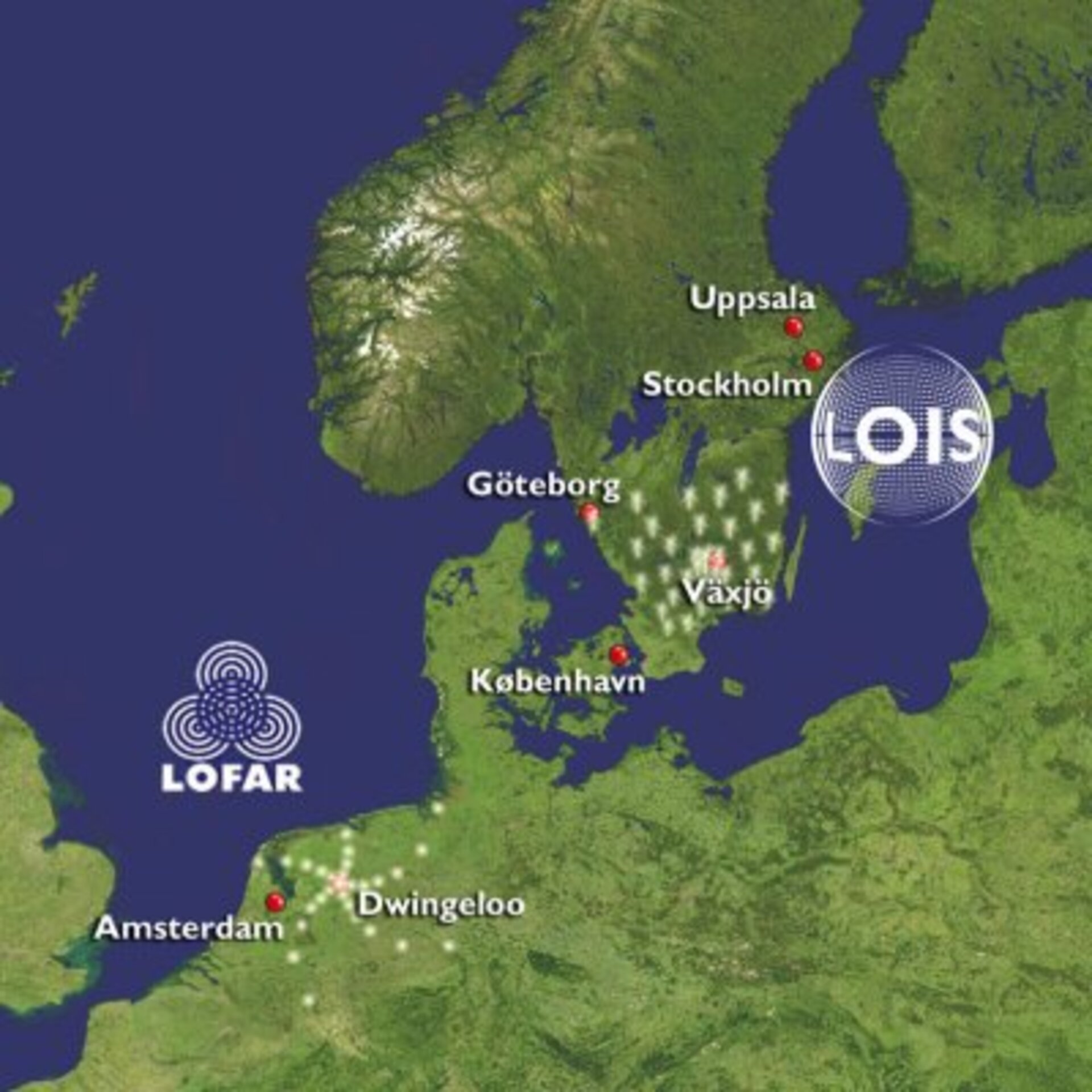 När de är färdigutbyggda kommer LOFAR och LOIS att täcka stora delar av Holland respektive södra Sverige