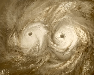 Artist's view of atmospheric vortex over Venus'  North pole