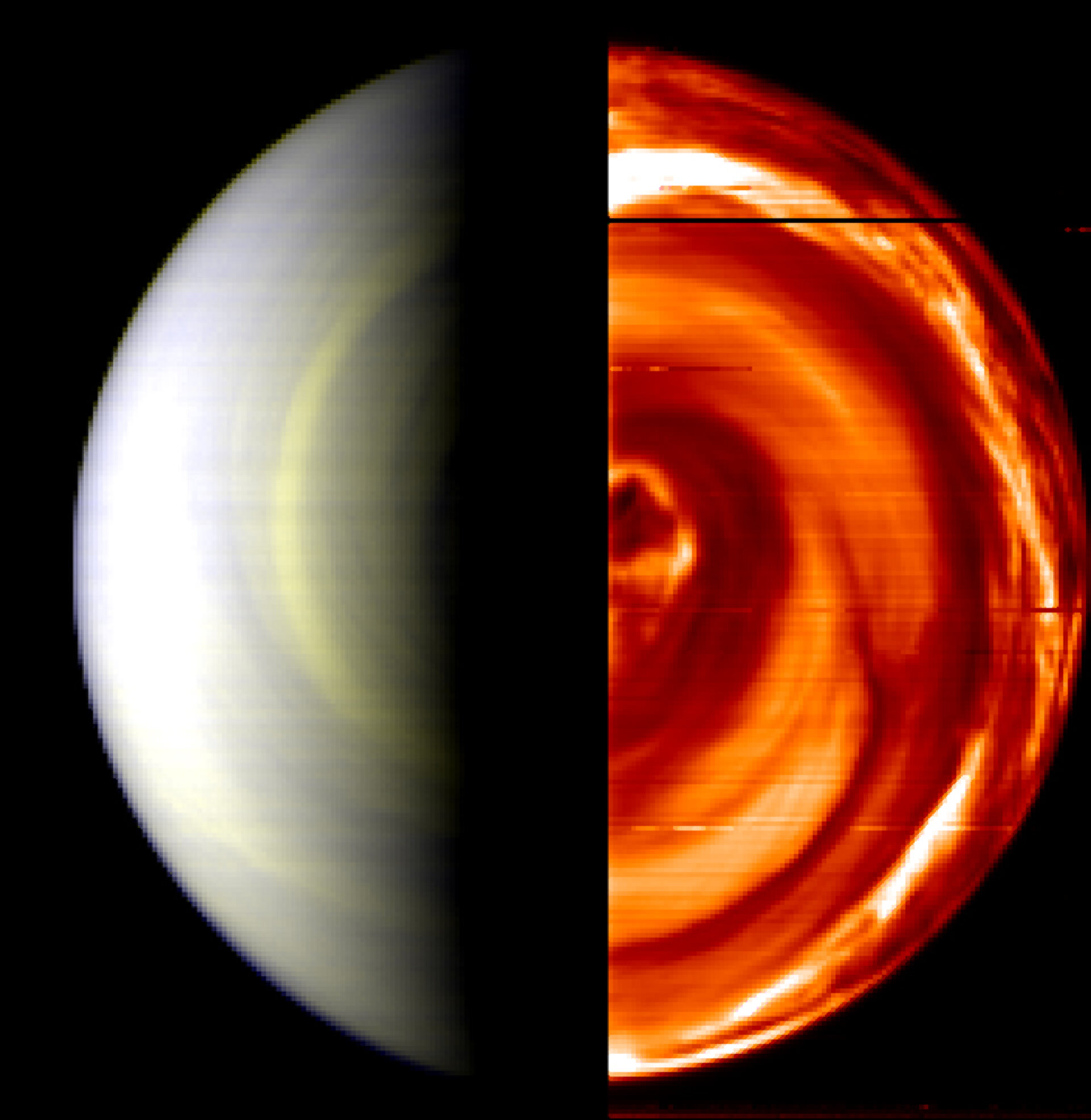 Dark Vortex over South Pole of Venus