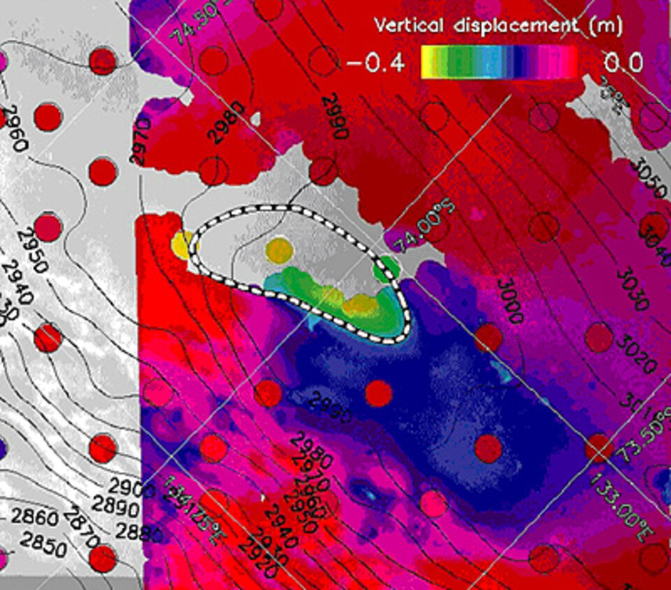 ERS-2 interferogram of ice sheet elevation