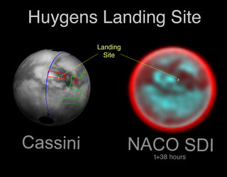 Infrared views of Huygens landing site