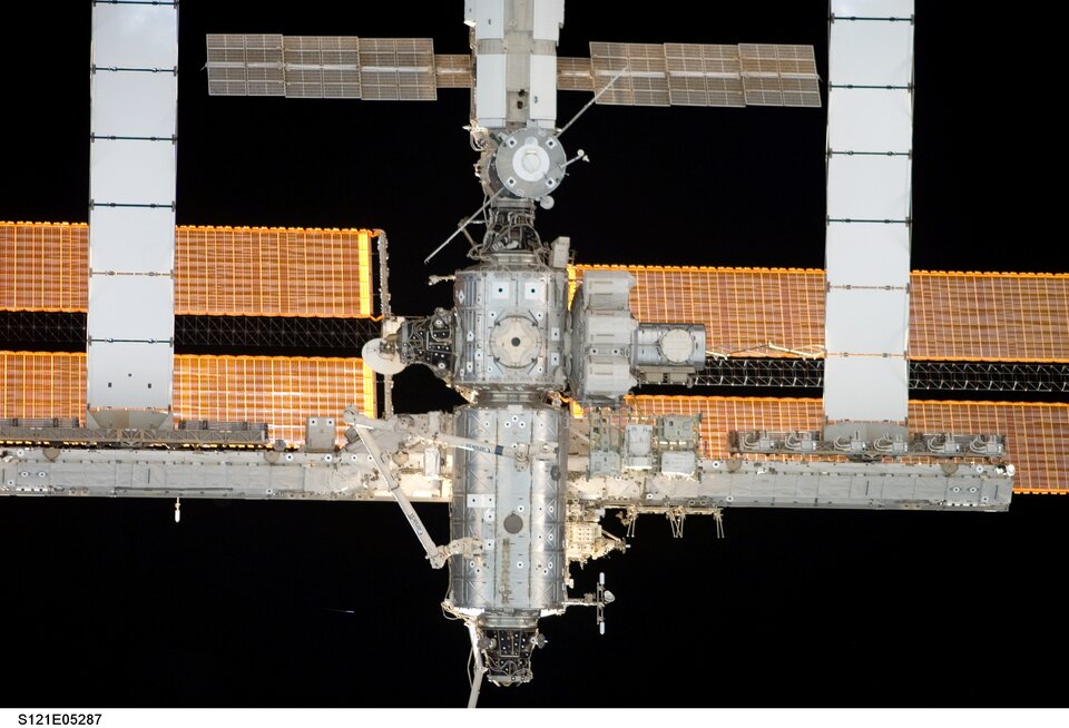 ISS seen from Space Shuttle Discovery during docking operations on 6 July 2006