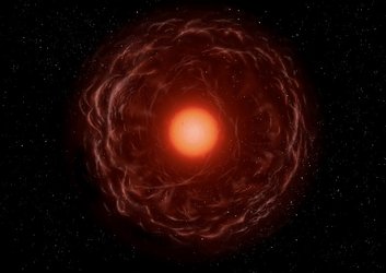 Artist’s impression of a red-giant star ejecting matter