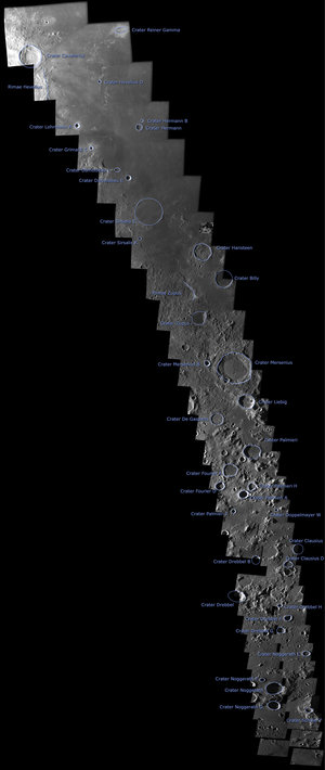 Annotated strip of the lunar near side including SMART-1 impact site