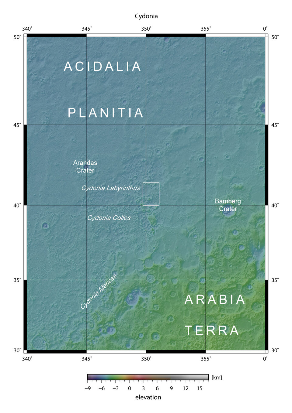 Cydonia region context map