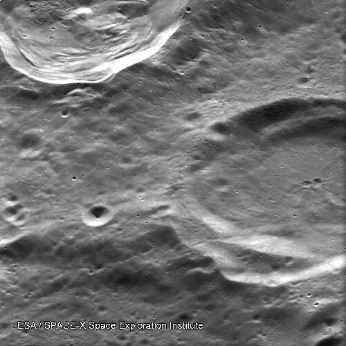 Heavily cratered region on the Moon