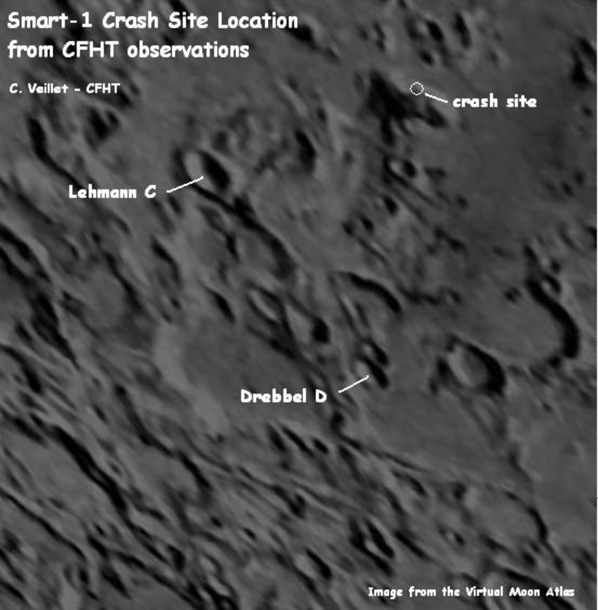 Location of SMART-1 impact by CFHT
