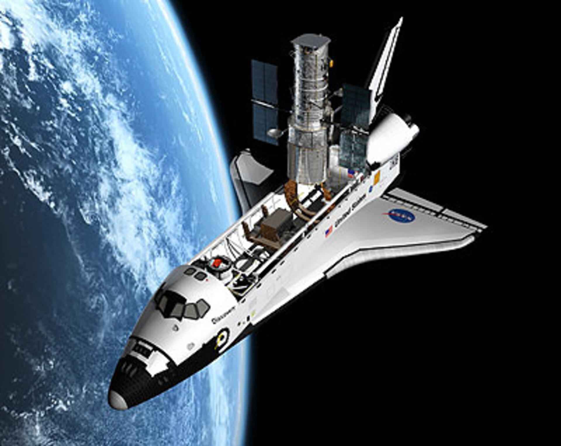 Shuttle Servicing Mission zum Hubble-Teleskop - graphische Darstellung