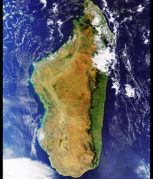 A virtually cloudless image of Madagascar
