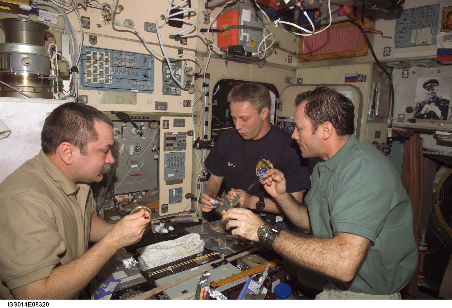 Meal at the galley in the Zvezda Service Module