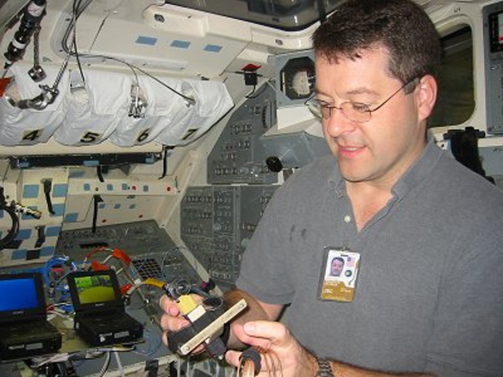 Nick, yesterday, during the last practice exercise in the Space Shuttle simulator, which I participated in.