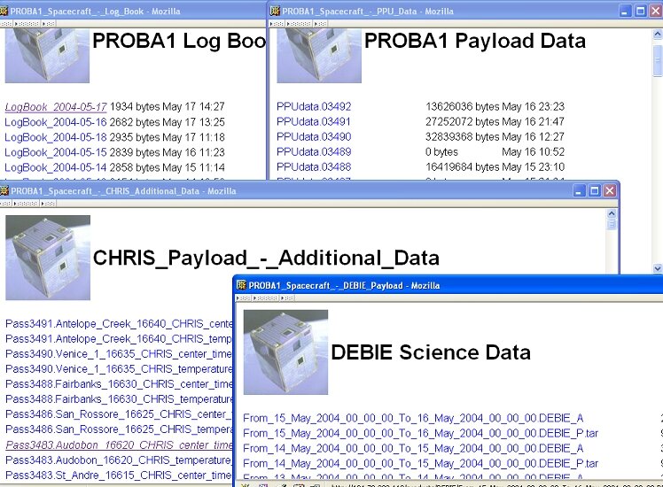 Proba telemetry and science data provided via the Web