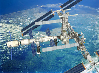 Artist's impression showing ATV docked with ISS