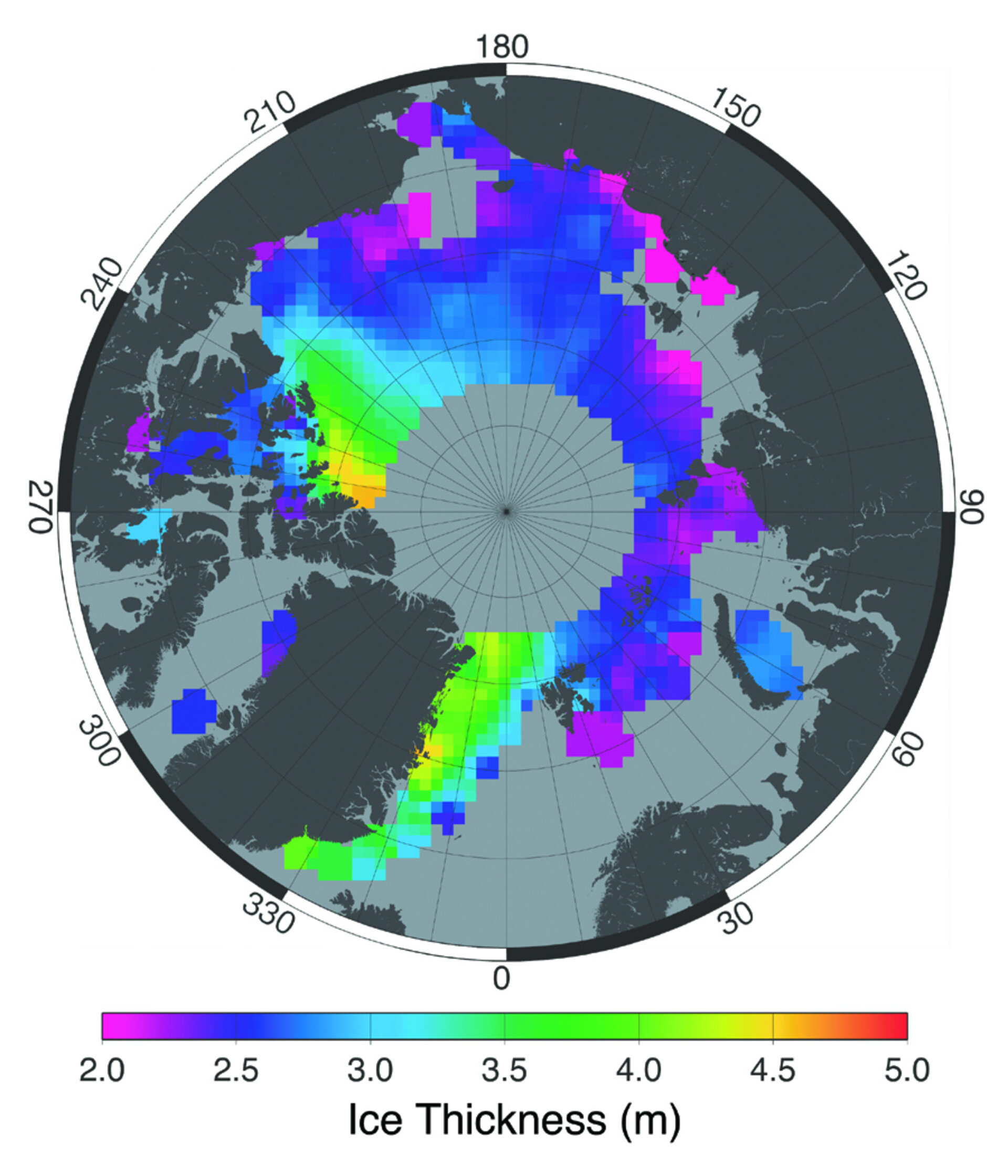 Estimated sea-ice thickness 1993-2001 from ERS-1/2
