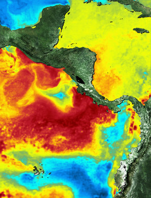 Heat map around Galapagos and Cocos Island