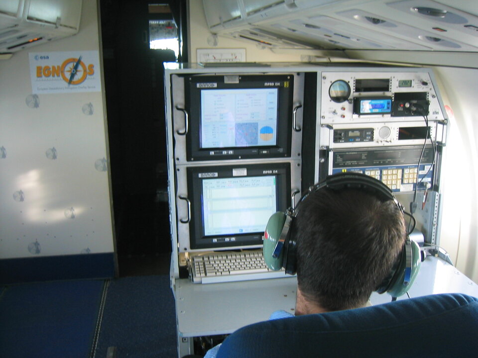Instrumentation in the ATR42 test aircraft monitors system performance during EGNOS flight trials