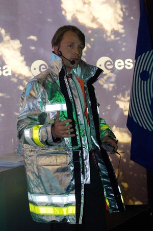The protective clothing Hydro*jacket presented at the ESA pavilion by ESA’s Technology Transfer Programme Office