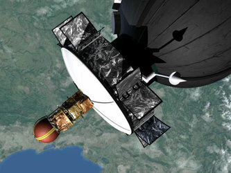 An artist's impression of YES2 attached to Foton in orbit