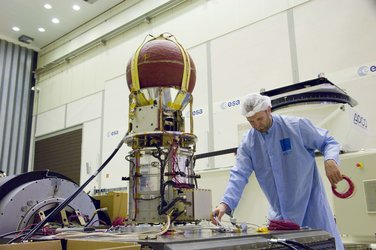 YES2 satellite being prepared for the Shaker test