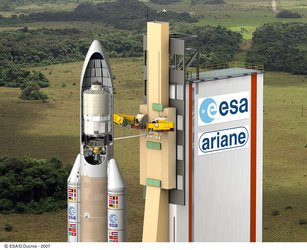 Artist's impression of ESA's ATV on the launch pad