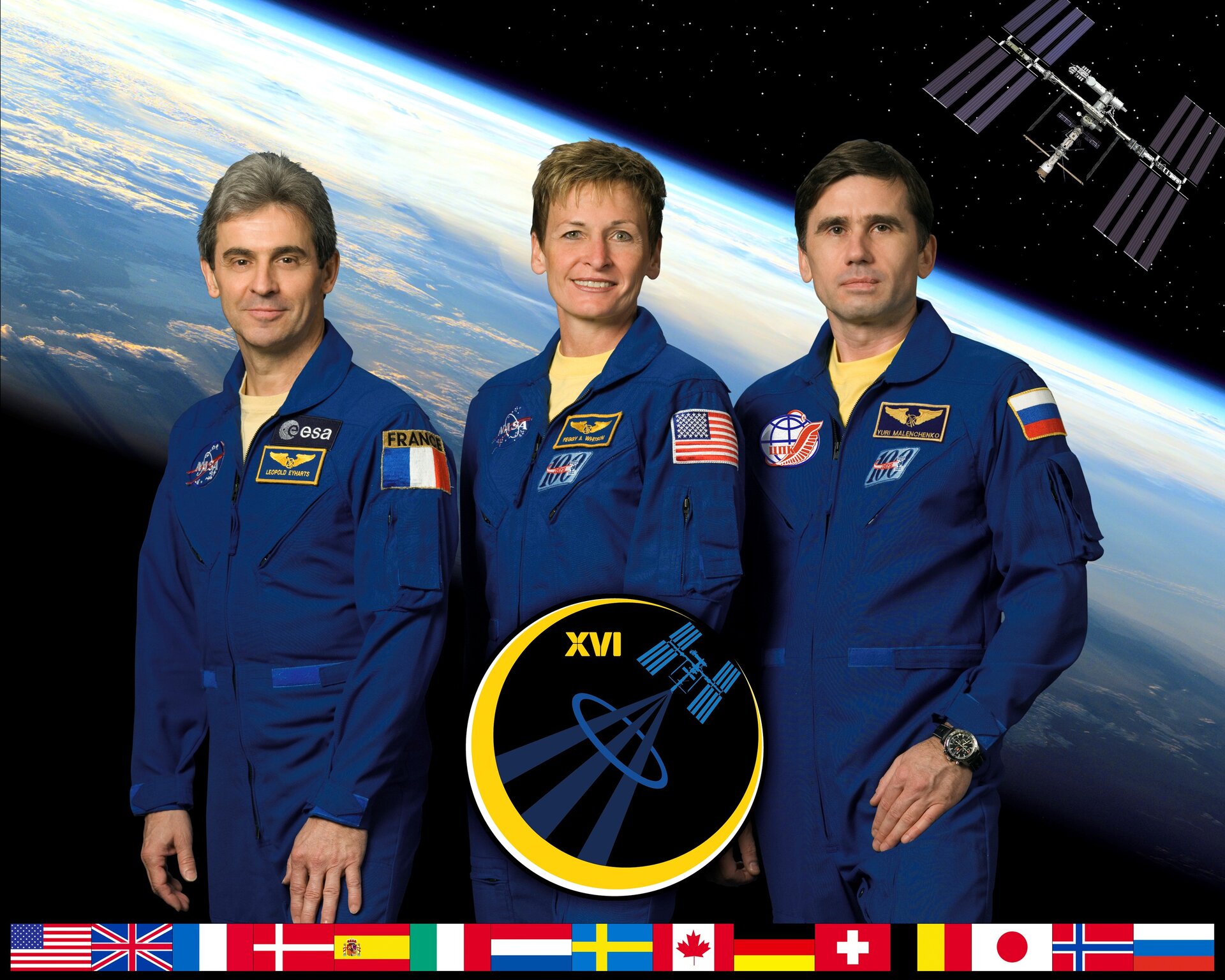 Expedition 16: Léopold Eyharts, Peggy Whitson and Yuri Malenchenko