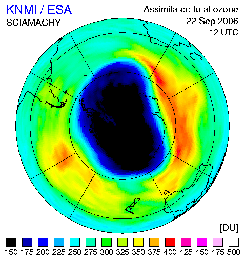 Ozone hole comparison 2006-2007
