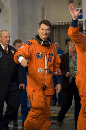 Paolo Nespoli during STS-120 mission crew walkout