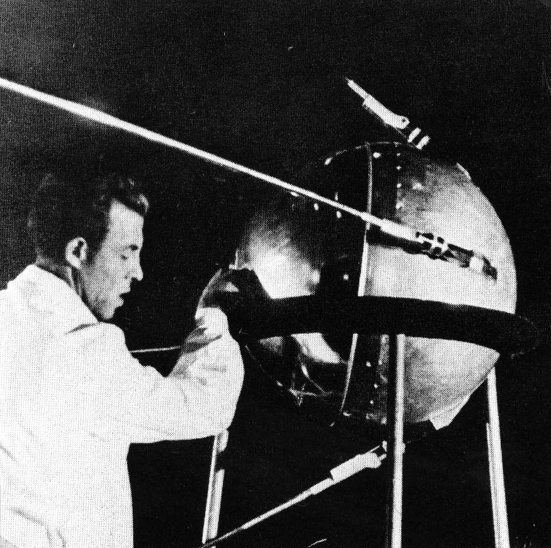 Sputnik 1 before launch in October 1957