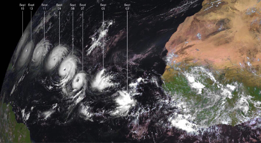 Meteosat-8 tracks the progress of hurricane Isabel