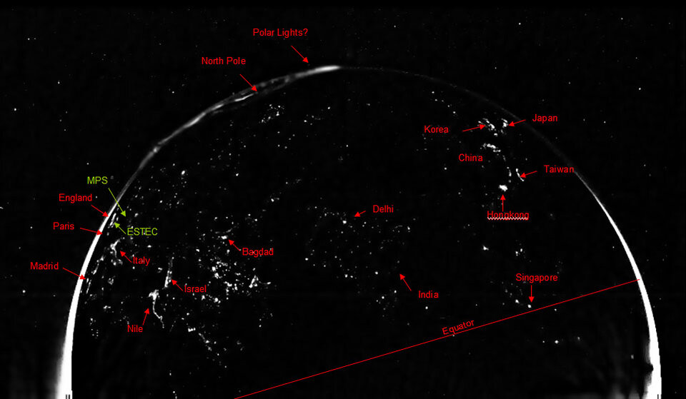 OSIRIS image of urban regions on Earth - annotated