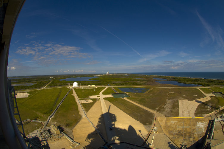 View from the top of Launch Pad 39A at NASA's Kennedy Space Center, Florida