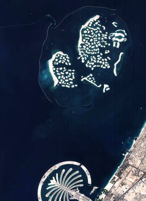 Palm Jumeirah (left) and The World islands