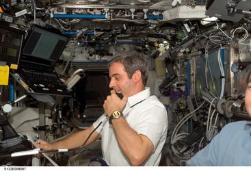 ESA astronaut Léopold Eyharts on board the International Space Station