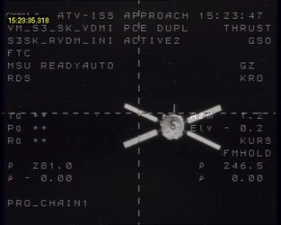 Jules Verne ATV seen 246.5 m metres from the Russian module