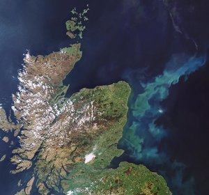 Phytoplankton bloom off the coast of Scotland