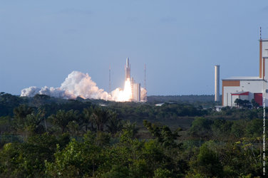 Ariane 5 launches from Europe's Spaceport placing Superbird-7 and AMC-21 in orbit