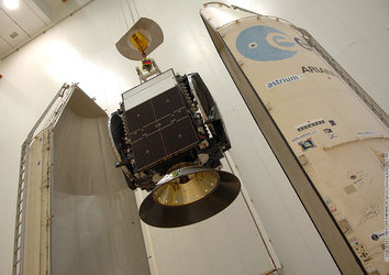 The AMC-21 satellite is prepared for launch with Ariane 5 flight V185