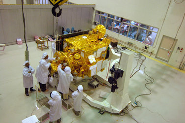 Chandrayaan-1 spacecraft undergoing pre-launch tests