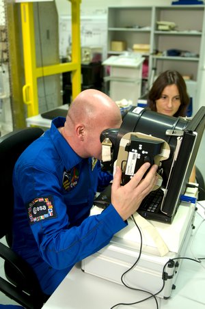ESA astronaut Andre Kuipers during training for the Neurospat experiment at EAC