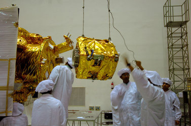 Moon Impact Probe integrated with Chandrayaan-1 spacecraft