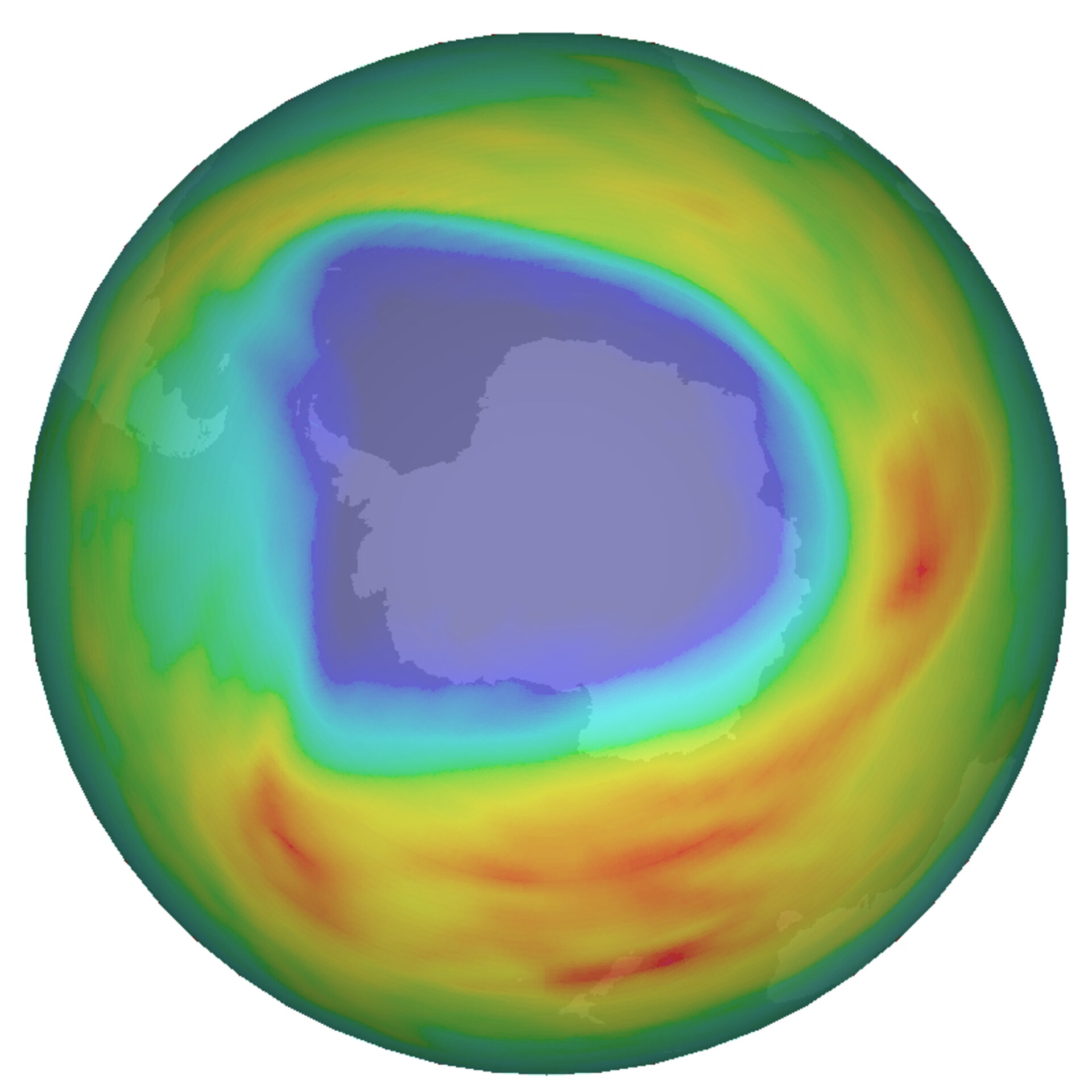Ozone hole during 7 October 2008 as measured by Envisat