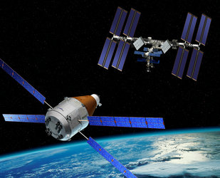 Artist impression of the Advanced Reentry Vehicle, derived from ATV, providing cargo return capabilities