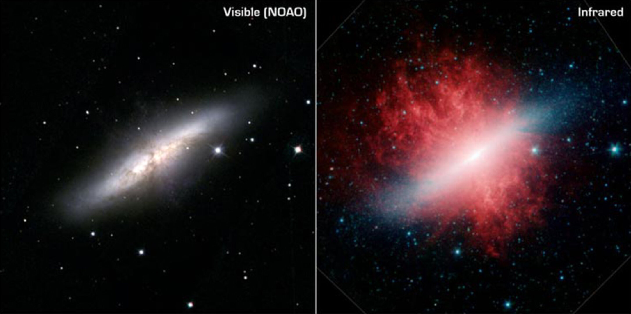 M 82 at optical and infrared wavelengths